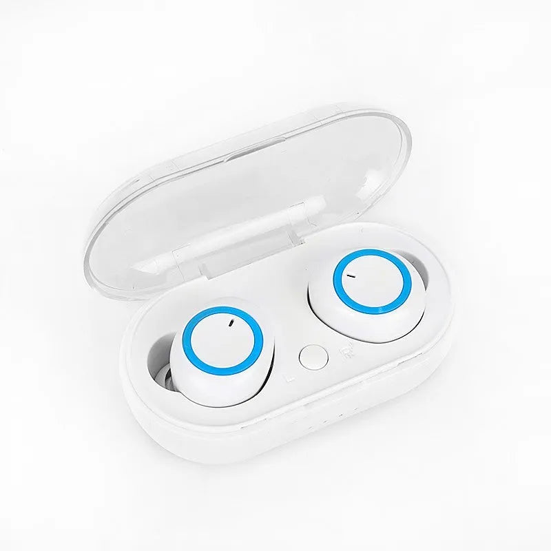 True wireless stereo Bluetooth earbuds in black and red colour, showing separate left and right earpieces.