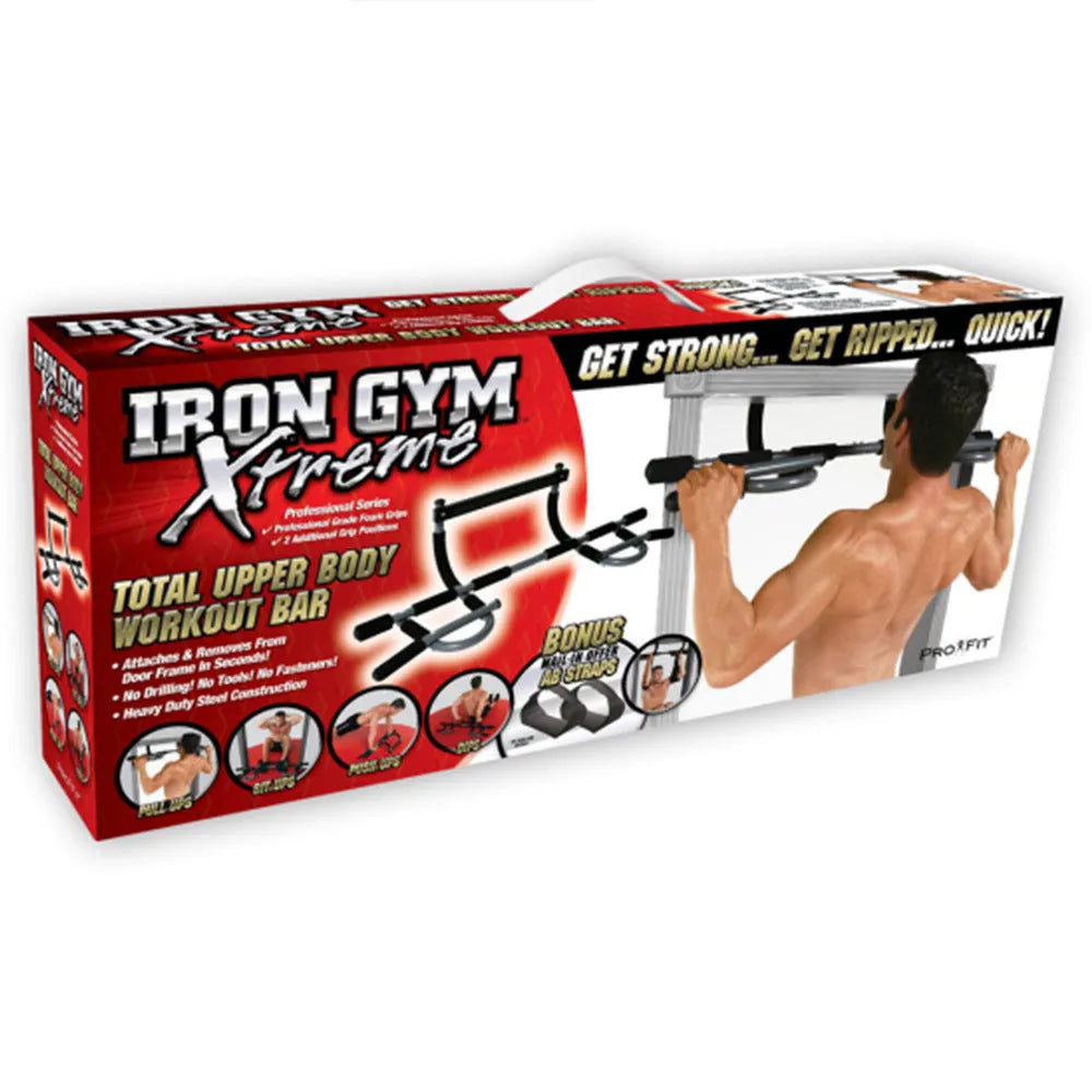 Black steel pull-up bar with tension bar for indoor fitness equipment