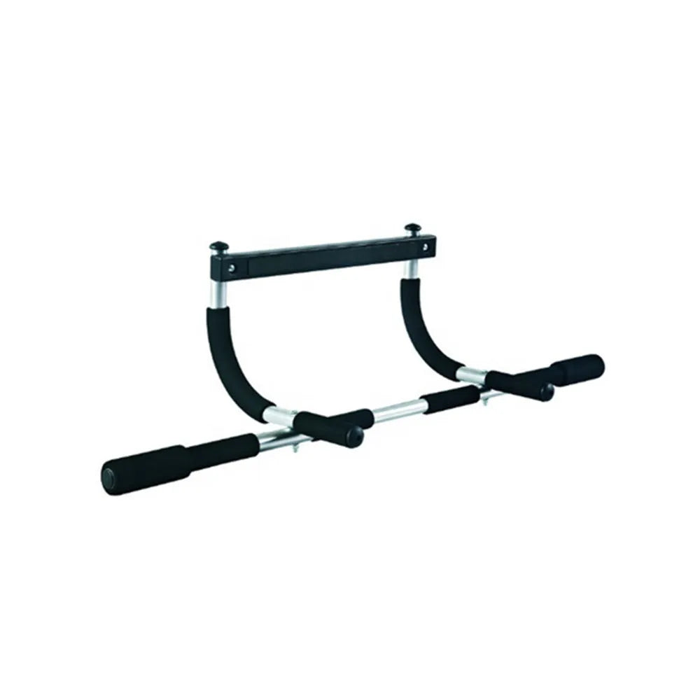 Black steel pull-up bar with tension bar for indoor fitness equipment