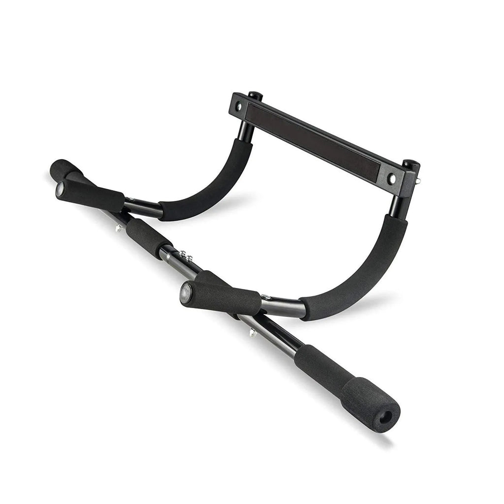 Black steel pull-up bar with tension bar for indoor fitness equipment