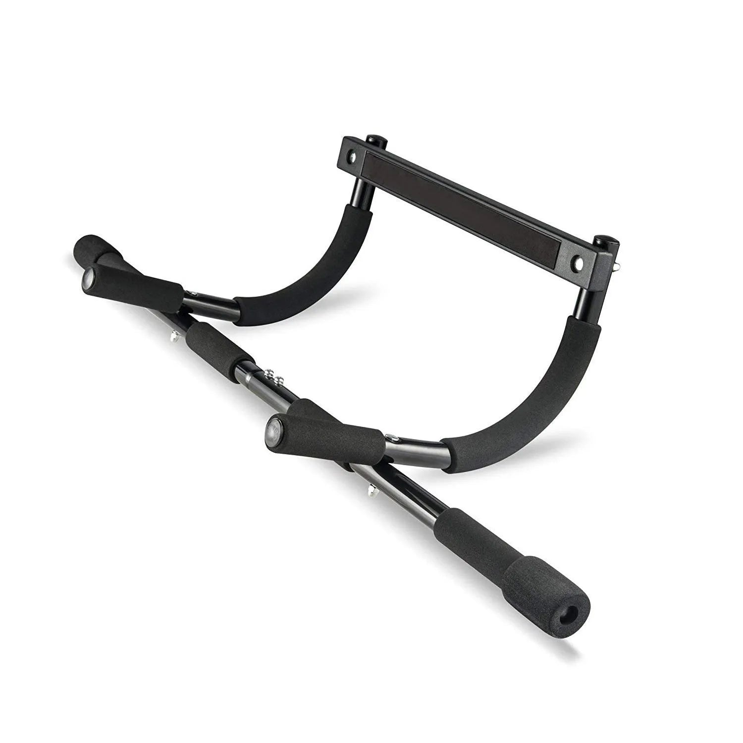 Black steel pull-up bar with tension bar for indoor fitness equipment