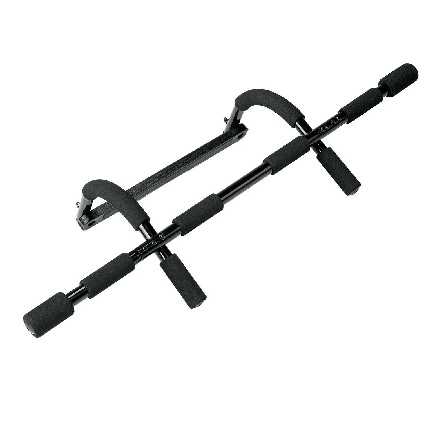 Black steel pull-up bar with tension bar for indoor fitness equipment