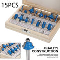 5-piece milling cutter set with multiple shank sizes for woodworking trimming machines