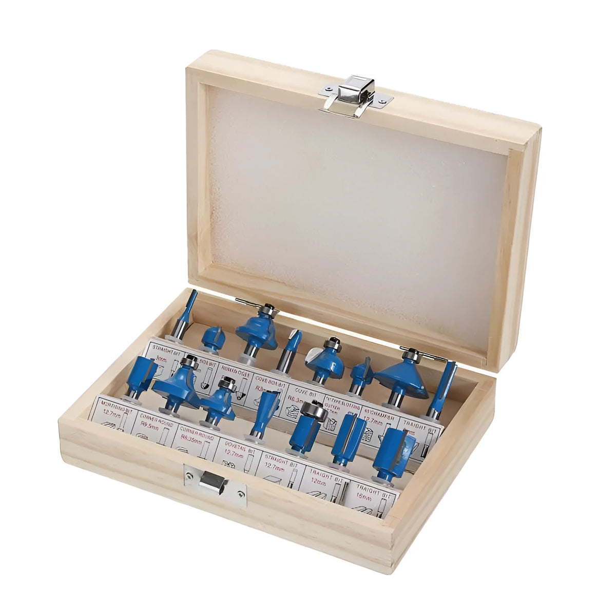5-piece milling cutter set with multiple shank sizes for woodworking trimming machines