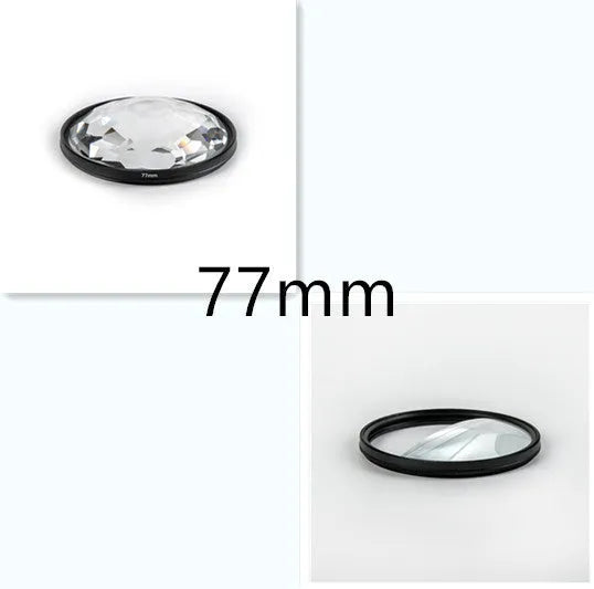 77mm half moon mirror split focus filter for SLR cameras with rotatable design and included cleaning cloth