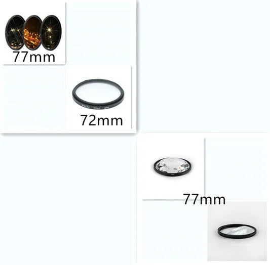 77mm half moon mirror split focus filter for SLR cameras with rotatable design and included cleaning cloth