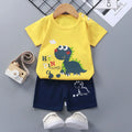 Children's short-sleeved cotton suit with top and shorts, plain pattern, sizes 73CM to 130CM, eight colours