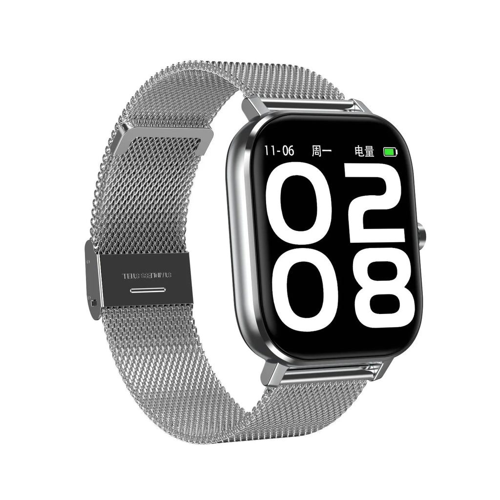 Smart bracelet with 1.54-inch screen showing heart rate, ECG, blood pressure, and blood oxygen readings