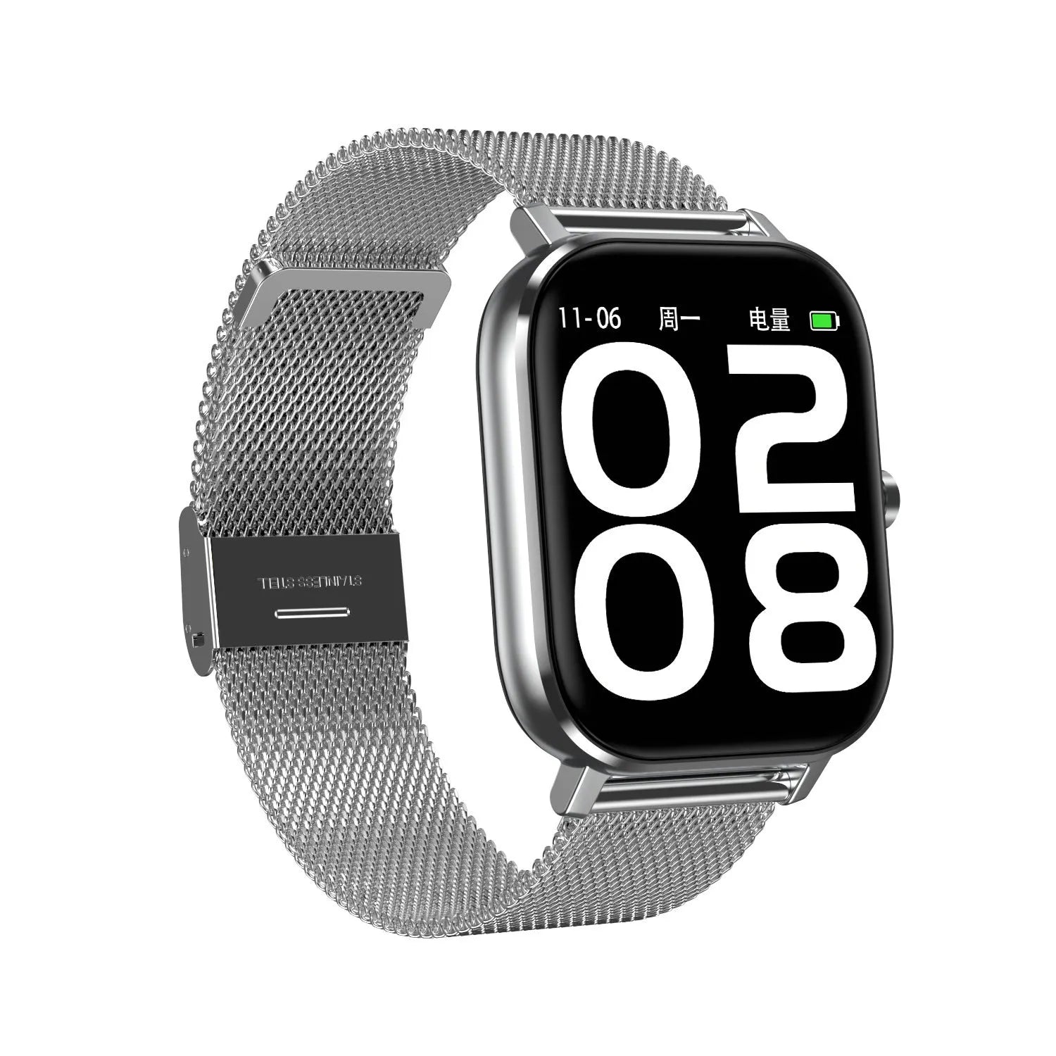 Smart bracelet with 1.54-inch screen showing heart rate, ECG, blood pressure, and blood oxygen readings
