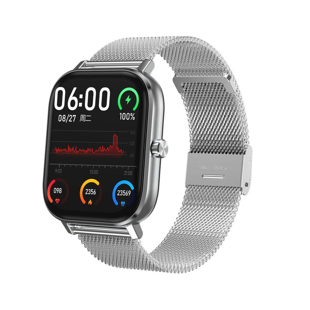 Smart bracelet with 1.54-inch screen showing heart rate, ECG, blood pressure, and blood oxygen readings