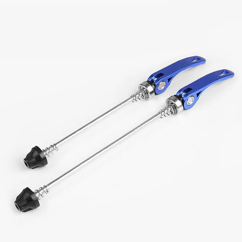 Bicycle quick release lever with anodised aluminium handle and galvanised iron rod in multiple colours