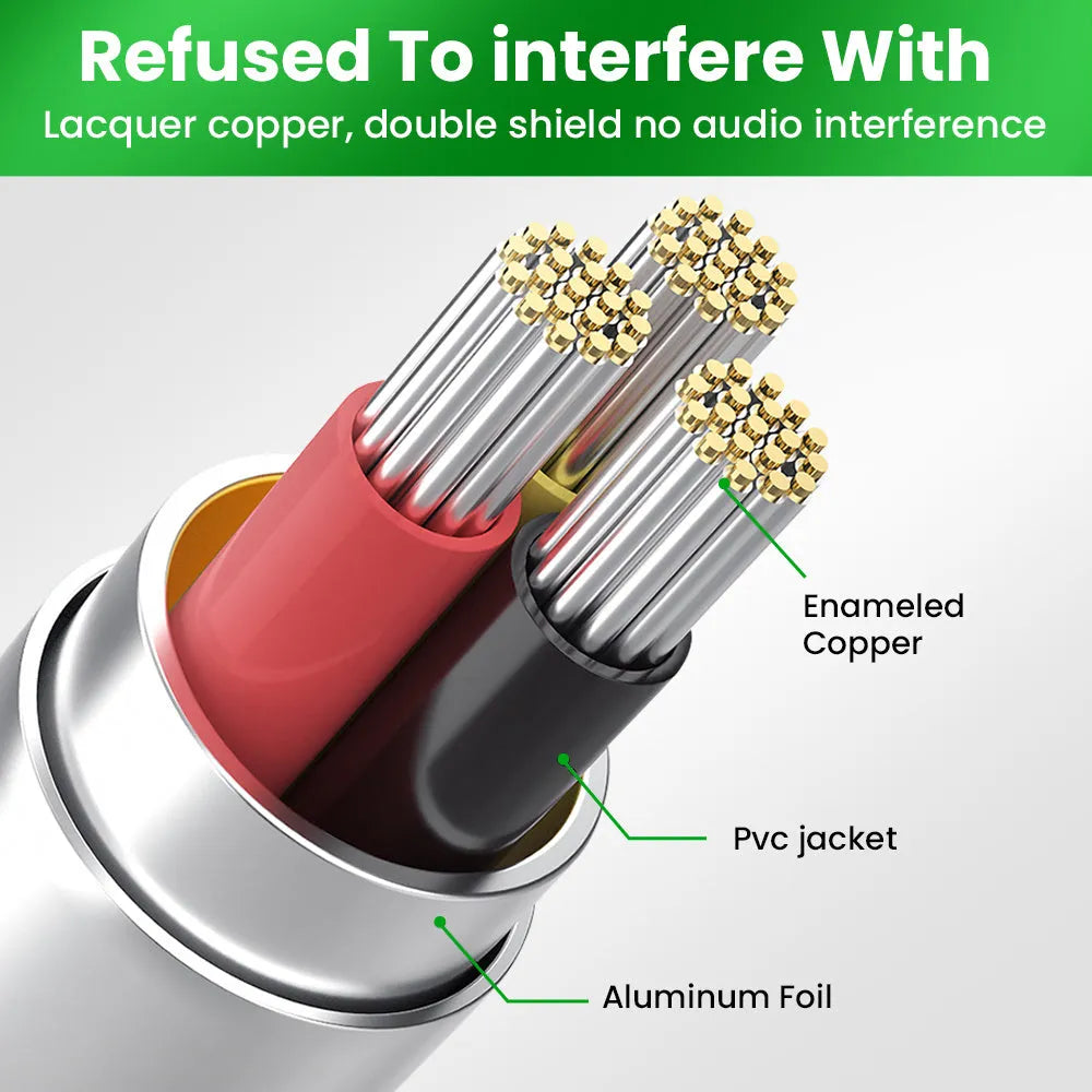 Black nylon braided 3.5mm car aux cable showing three length options for vehicle audio connection