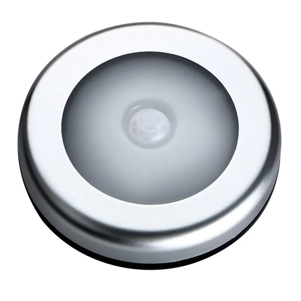 Silver wireless motion sensor night light with 80mm PC plastic lampshade and LED illumination