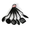 Ke Yang black rubber kitchen utensil set with spoons and shovels for non-stick pans.