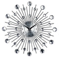 Silver round wall clock with 33cm diameter showing pointer and number display on aluminium dial