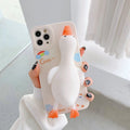 Clear silicone iPhone case with cartoon all-inclusive design in yellow, white, and pink colour options