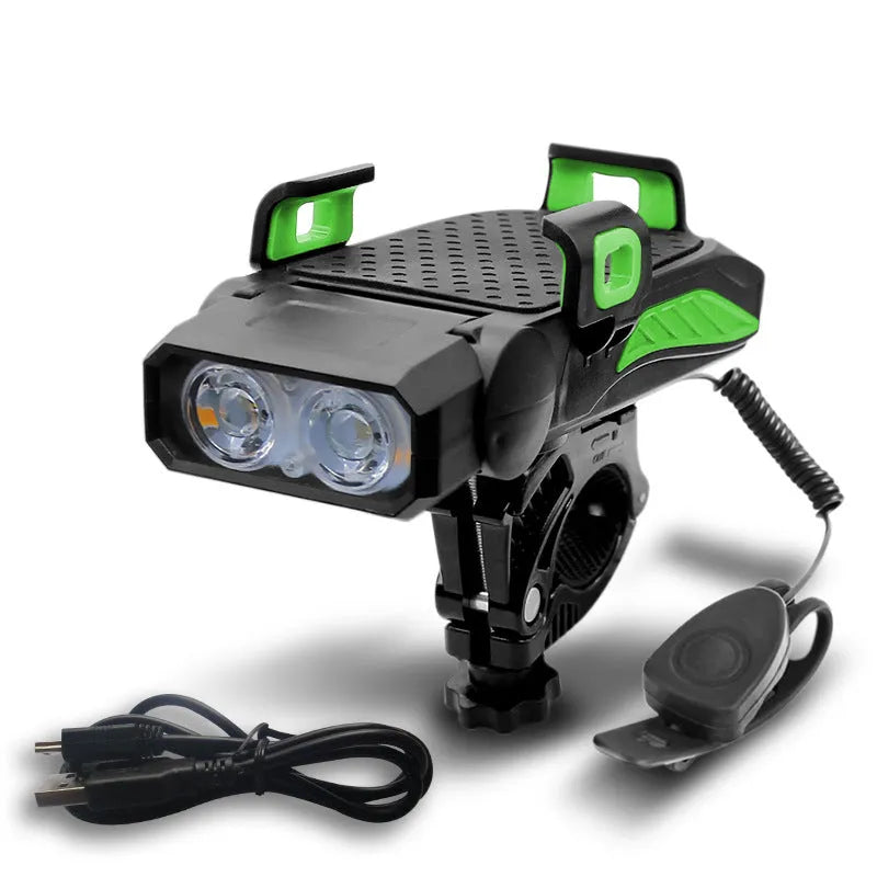 Rechargeable bicycle light in black colour with 200-lumen output for night riding safety