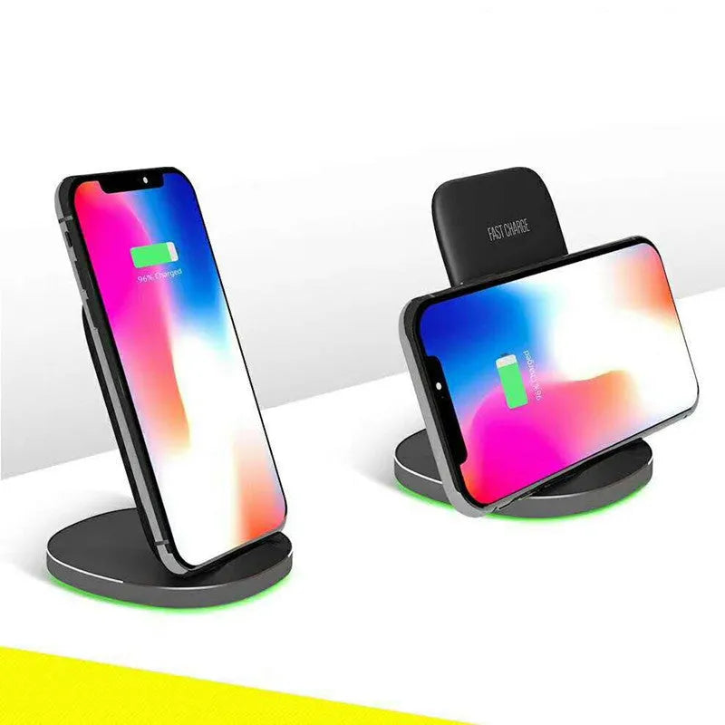 Vertical wireless charger dock for smartphone fast charging in white or black