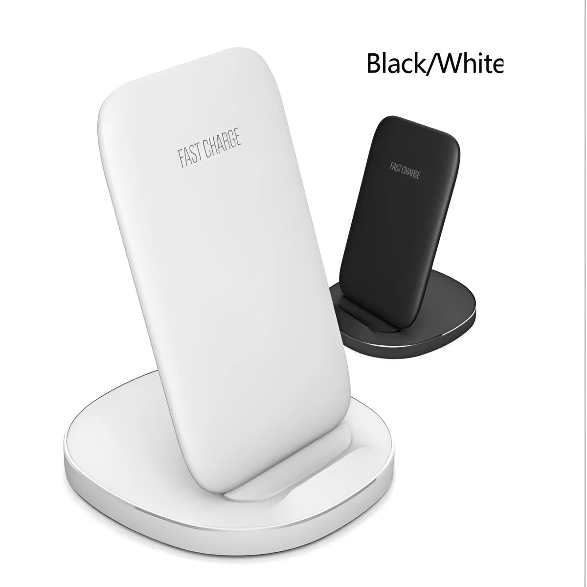 Vertical wireless charger dock for smartphone fast charging in white or black