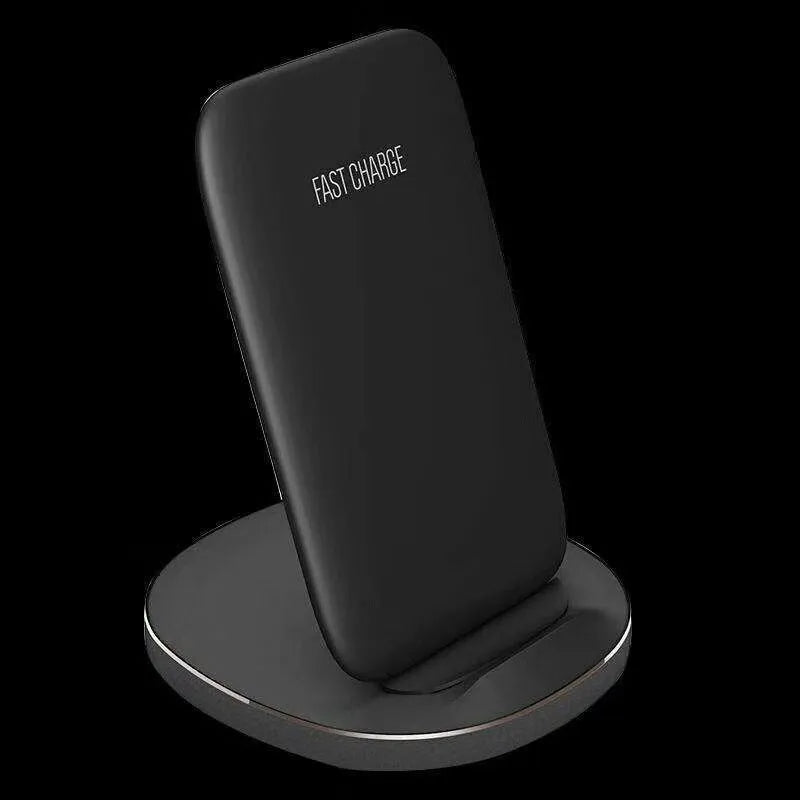 Vertical wireless charger dock for smartphone fast charging in white or black