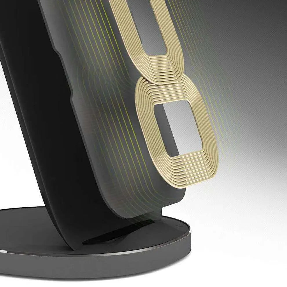 Vertical wireless charger dock for smartphone fast charging in white or black