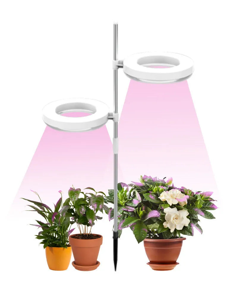 Home office desk flower and plant growth lamp with full spectrum LED light, adjustable heads, and 160mm x 29mm size