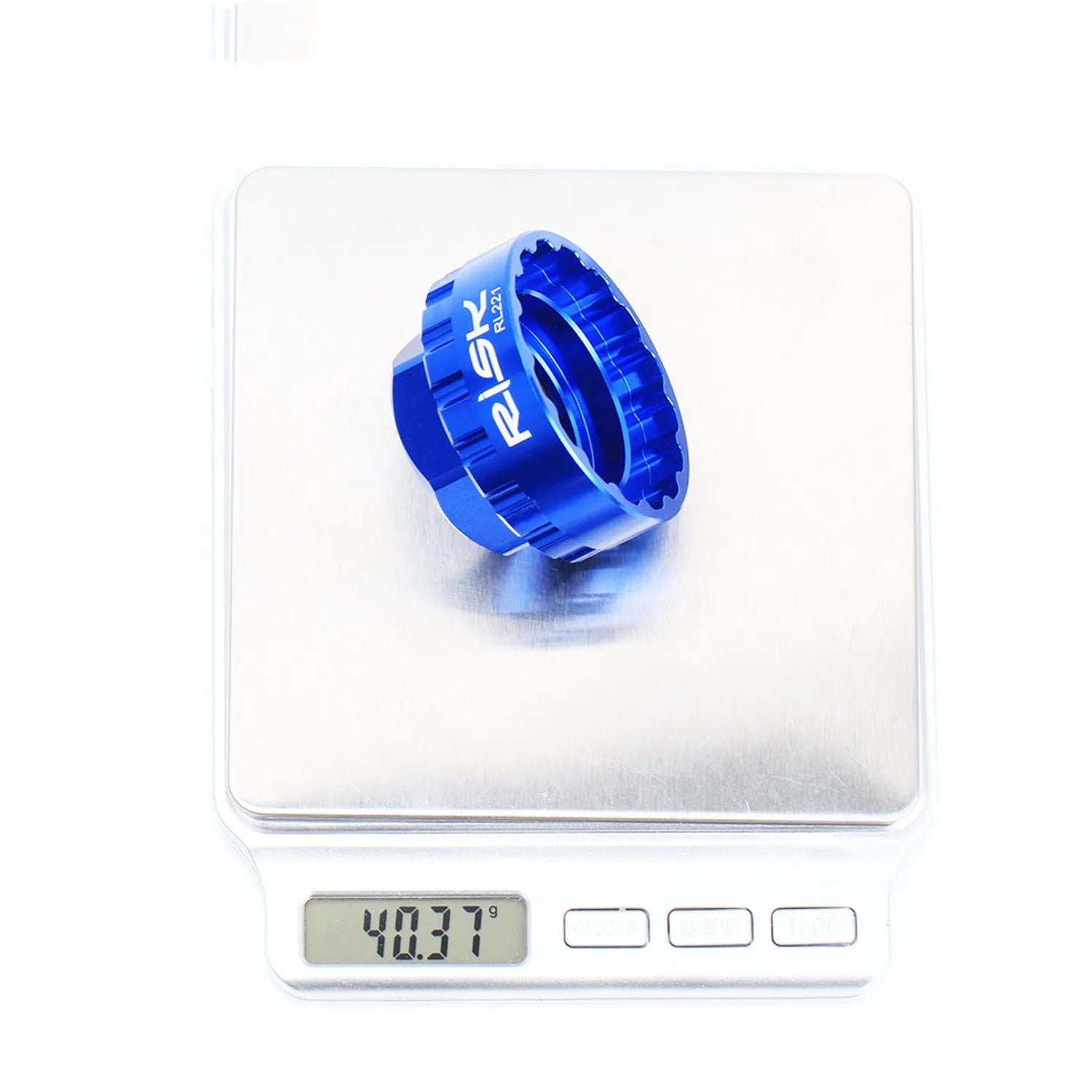 Blue aluminium alloy bicycle wrench for 12-speed direct mount disc removal