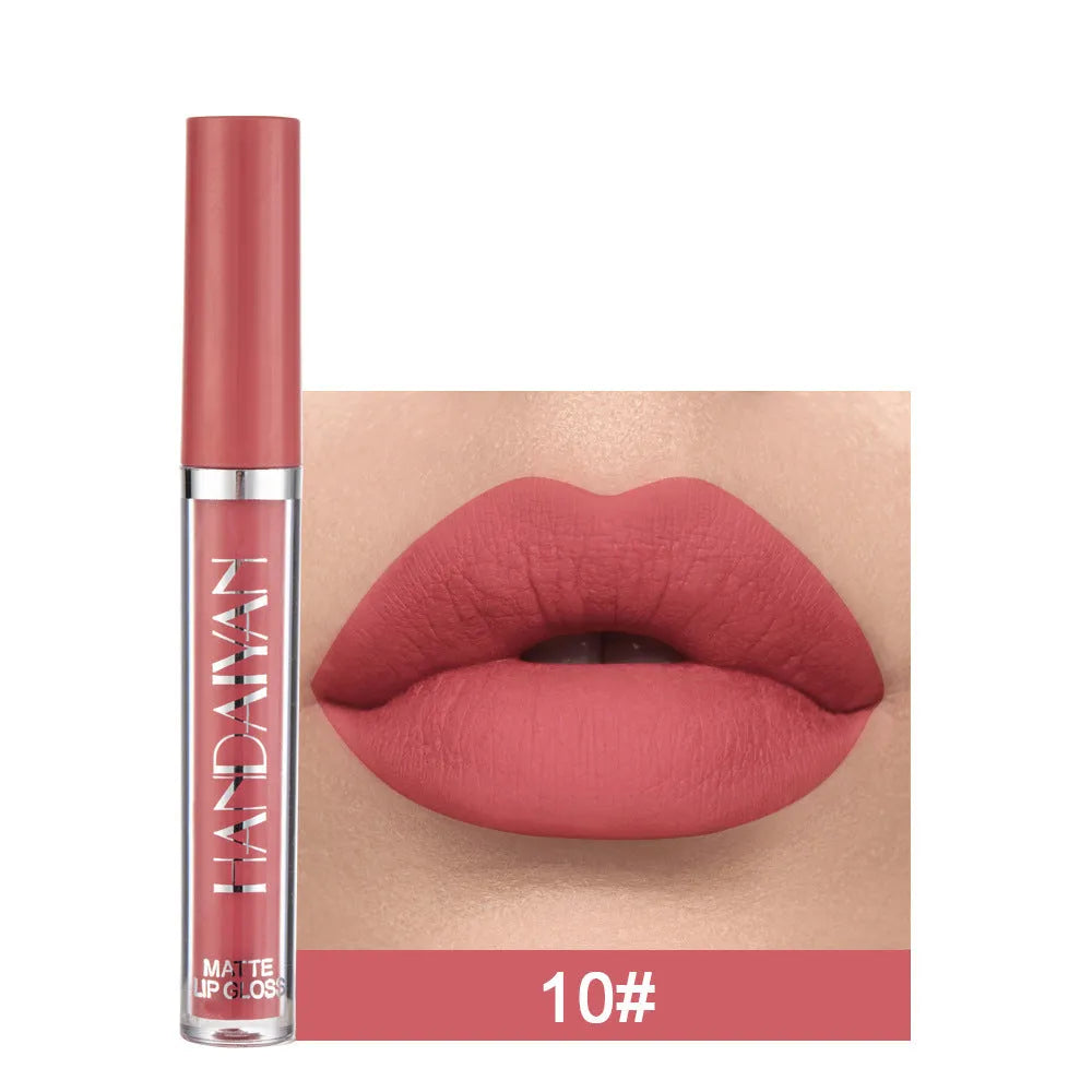 HANDAIYAN matte non-stick cup lip gloss tube in 2.5ml size, showcasing a liquid lipstick with a matte finish.