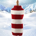 Wool dog sweater with twisted rope design showing size options from XS to XL with 30cm to 50cm measurements