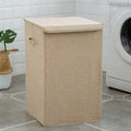 Washable fabric clothes sorting box in beige, brown, green, or grey, with covered design for bathroom storage.