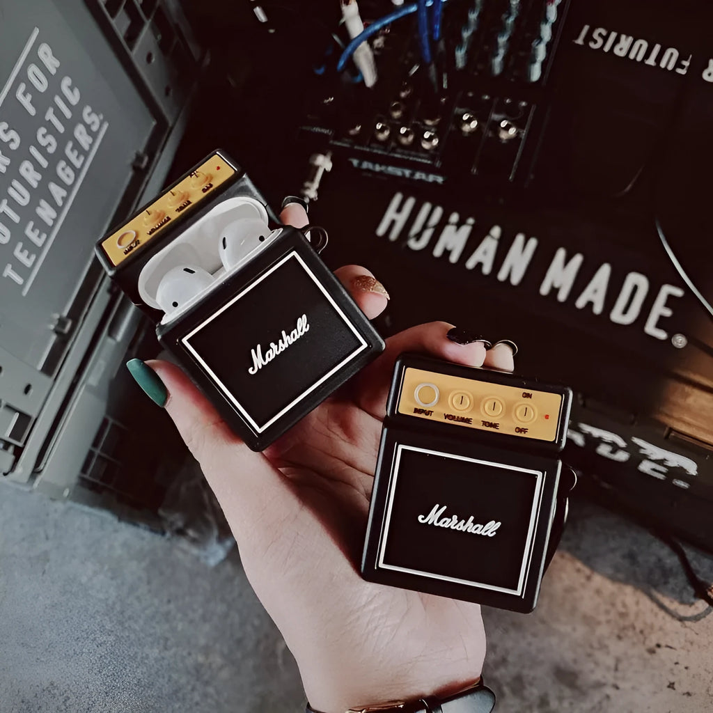 Black PVC silicone flip case with Chinese letters for Apple AirPods 1, 2, and 3 protection