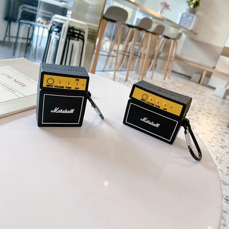 Black PVC silicone flip case with Chinese letters for Apple AirPods 1, 2, and 3 protection
