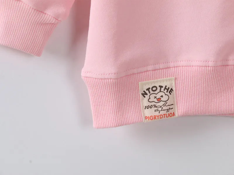 Korean style baby girl's cartoon pattern autumn sweater in soft fabric.