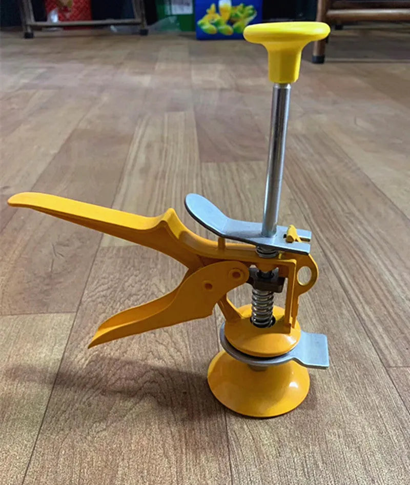 Metal tile raising locator with adjustable height mechanism measuring 23.5cm long by 6.5cm wide for concrete processing installations