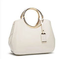 Women's polyester handbag with card slot and zipper pocket, 28x10.5x22cm size, shown in black colour