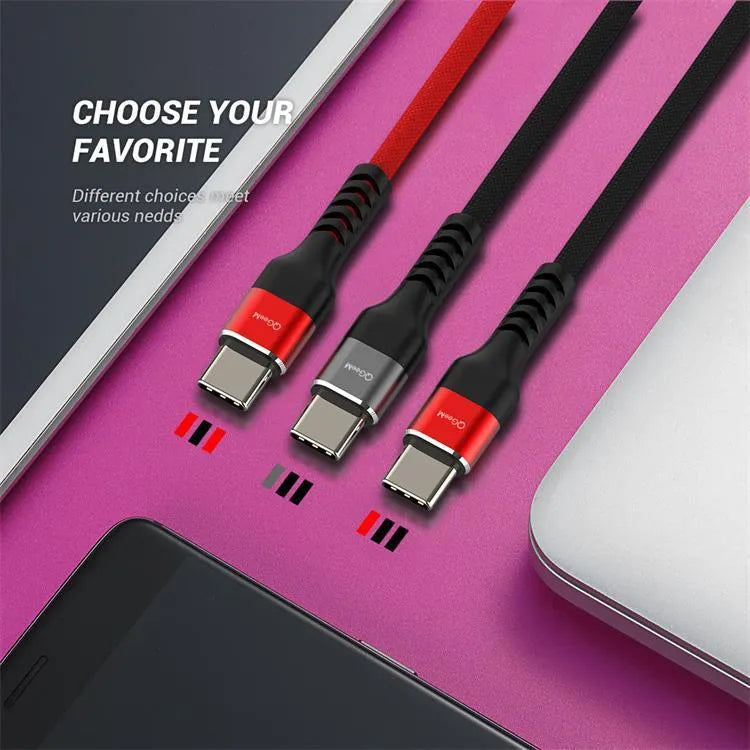 USB A to Type-C fast charge and data cable for Android phones in black or red.