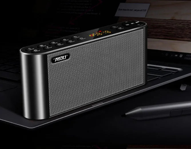 Portable Bluetooth speaker with dual speakers, USB and radio, 170mm x 67mm x 33mm, Black or Golden