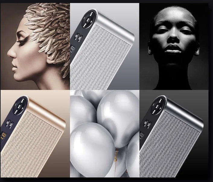 Portable Bluetooth speaker with dual speakers, USB and radio, 170mm x 67mm x 33mm, Black or Golden