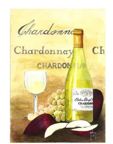Apple and Chardonnay DIY digital painting kit with linen canvas, brushes, and paints for creating 40x50cm to 60x75cm artworks