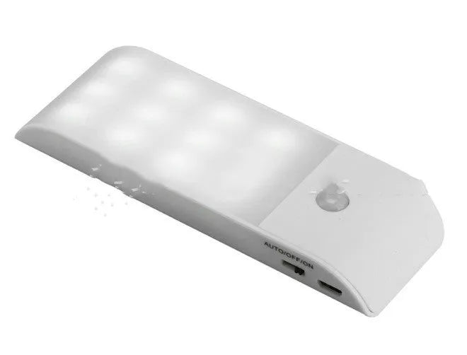 12LED rechargeable night light with infrared sensor, PVC shade, white or yellow light options, 10cm diameter