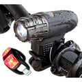 USB rechargeable rainproof bicycle headlight 105x33x90mm in black or white for mountain bikes