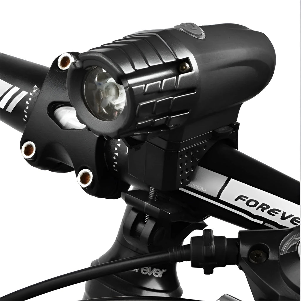 USB rechargeable rainproof bicycle headlight 105x33x90mm in black or white for mountain bikes