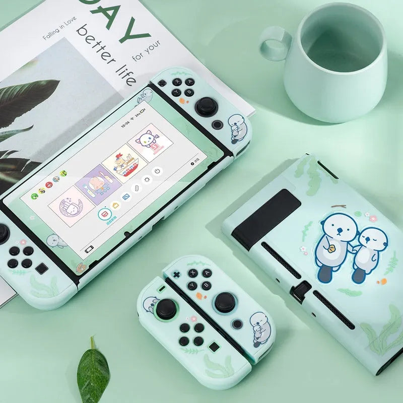 Sea Otter silicone protective case with PC hard cover for Nintendo Switch Lite console