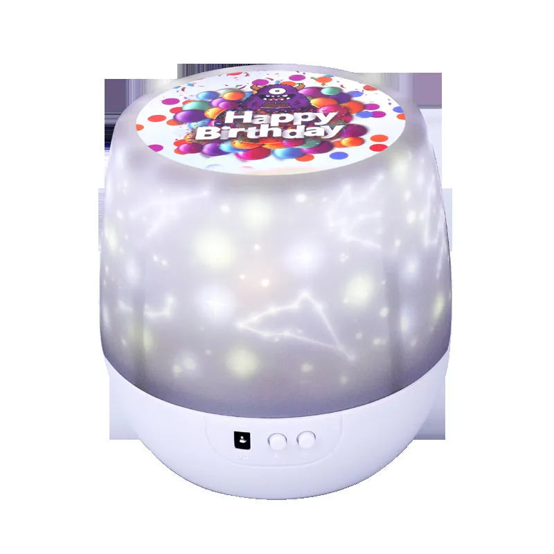 Starry sky projector lamp projecting cosmic films, compact 133 mm design with Bluetooth connectivity