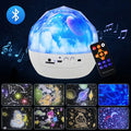 Starry sky projector lamp projecting cosmic films, compact 133 mm design with Bluetooth connectivity