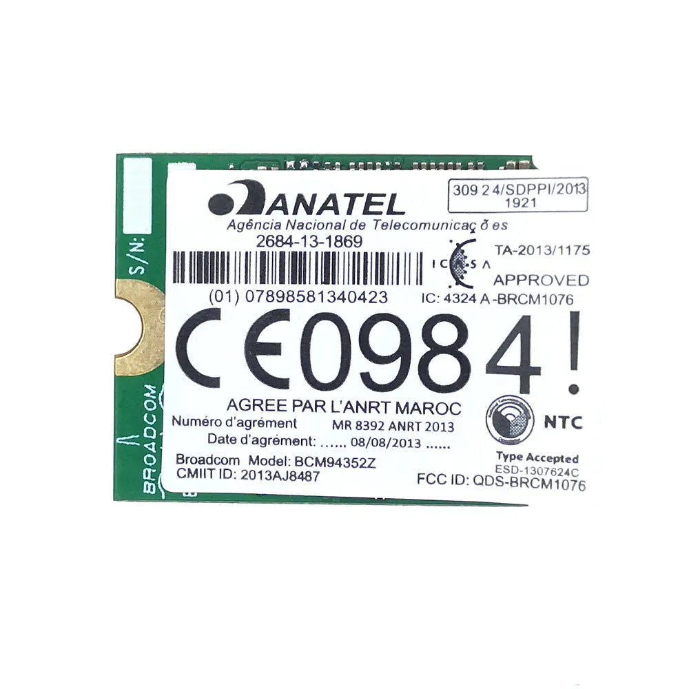 WTXUP BCM94352Z green 1200Mbps dual band WiFi card with Bluetooth 4.0 and NGFF M2 interface, 30mm x 22mm