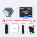 Network Player 8K TV set-top box with remote, HD cable, and power adapter on a table
