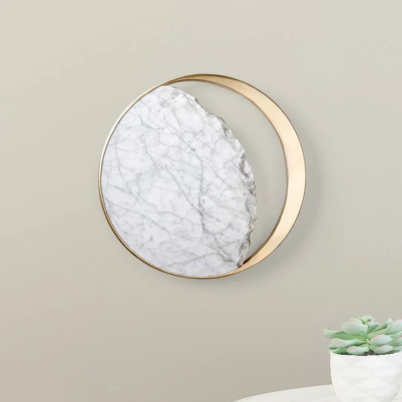 Marble and copper eclipse design LED wall lamp with 25cm diameter round shape
