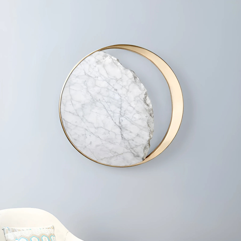 Marble and copper eclipse design LED wall lamp with 25cm diameter round shape