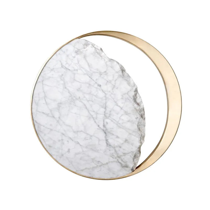 Marble and copper eclipse design LED wall lamp with 25cm diameter round shape